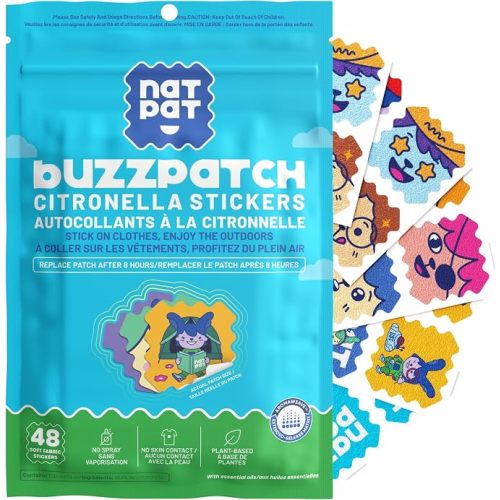 NATPAT Buzz Patch Citronella Stickers for Kids (48 Pack) - The Natural Patch - For Toddlers, Babies, Kids