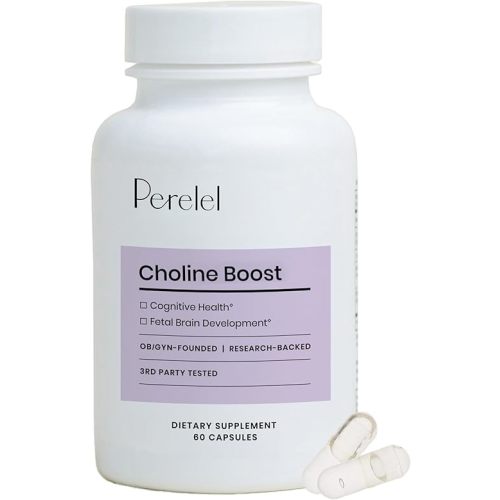 Perelel Women’s Choline Boost, Supports Baby’s Cognitive Function Throughout Pregnancy & Early Childhood, Choline Supplement for Prenatal, Postpartum & Breastfeeding, Gluten Free, Non GMO, 60 Capsules