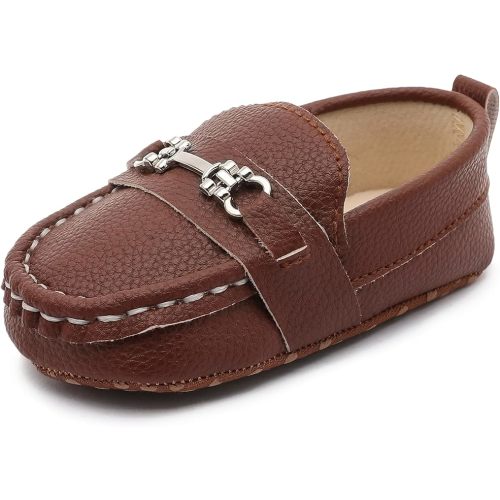 LONSOEN Baby Girls Boys Loafers Prewalker Dress Crib Shoes