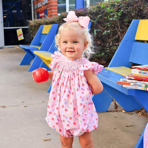 School Essentials Pink Smocked Bubble