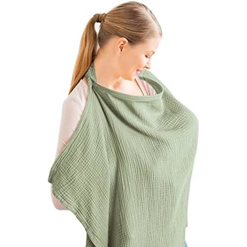 Konssy Muslin Nursing Cover Up for Breastfeeding with Rigid Hoop