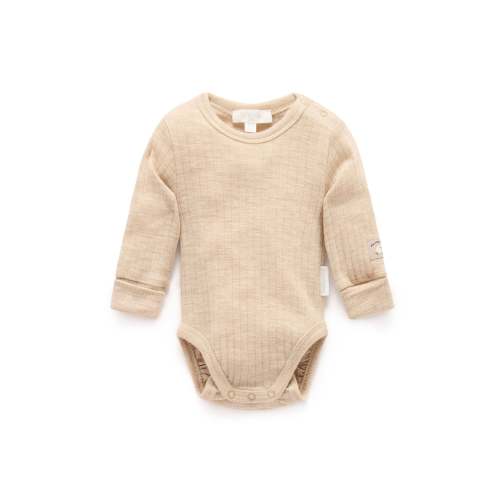 Beige Merino Bodysuit - Baby Bodysuits - Purebaby - Purebaby