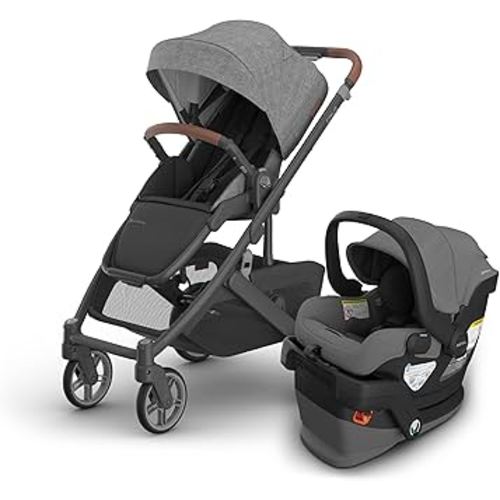UPPAbaby Cruz V3 Stroller + Mesa V3 Car Seat Travel System Combo – Toddler Seat, Bumper Bar, Bug and Rain Shields, Car Seat Base, and Infant Insert Included – Greyson (Charcoal Mélange)
