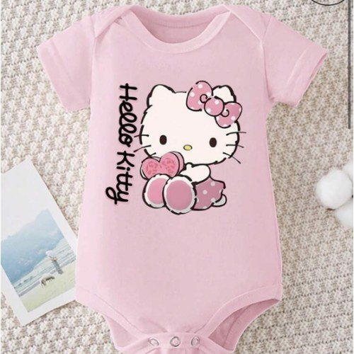 Sanrio Authorized, Hello Kitty Cartoon Pattern, Baby And Children's Haha Dress, Casual Round-Neck Short-Sleeved Haha Dress, Machine Washable, The Best Gift For Babies And Children, Available In Multiple Colors | SHEIN USA