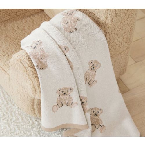 Teddy Bear Cotton Knit Baby Blanket