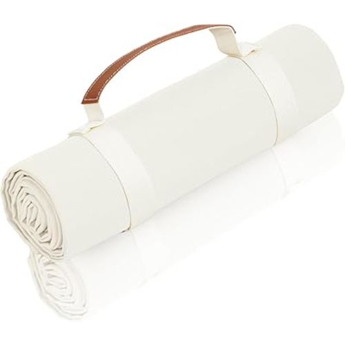 4'9" x 6'3" White Lightweight Water-Resistant Canvas Mat – Picnic, Outdoor, Beach, Park, Camping, Toy Mat
