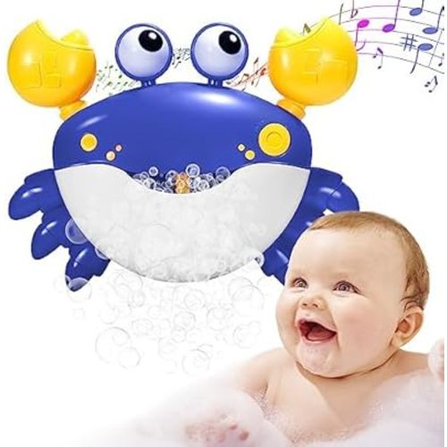Baby Bath Toys Crab:Bubble Machine Bath Toy Crab Bath Bubble Maker,Blow Bubbles and Plays Children’s Songs,Battery Operated(Blue)