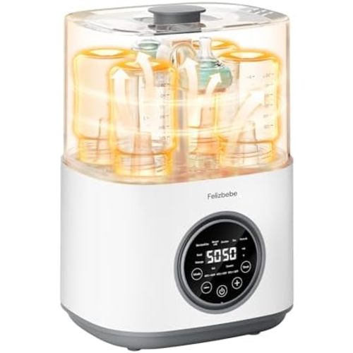 Feilizbebe Electric Steam Baby Bottle Sterilizer and Dryer and Warmer, Bottle Storage Sterile / Bottle Warmer / Heating Food Large Capacity Multifunctional All in One,Touch Screen & Auto-Shut