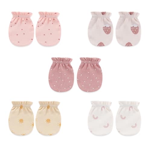falianni 5 Pairs Baby Not Scratch Mittens 0-6 Months New Born Boy Girl Gloves Cute Infant Accessories