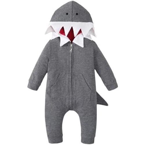 Newborn Baby Boys Girls Dinosaur Outfit Hoodie Romper Jumpsuit Outfits Layette Sets