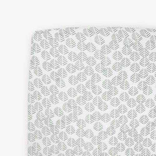 Little Unicorn Crib Sheet Muslin Fabric Leaf Motif