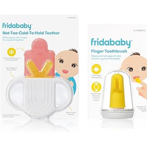 Not-Too-Cold-to-Hold Teether + SmileFrida Finger Toothbrush for Babies by Frida Baby