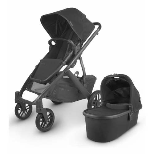 UPPAbaby Vista V2 Stroller & Bassinet - Jake (Black/Carbon/Black Leather)