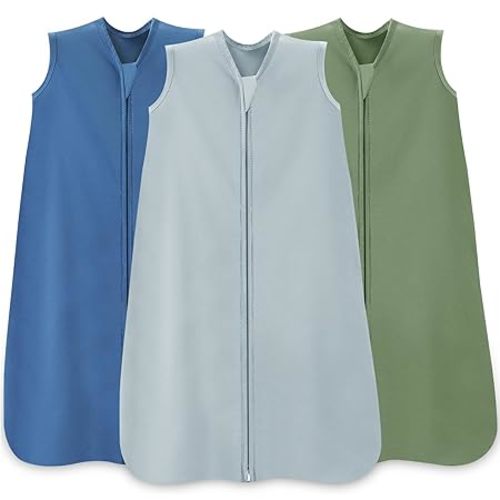 Baby Sleep Sack 12-18 Months Baby Wearable Blanket 100% Cotton TOG 0.5 2-Way Zipper Newborn Sleeping Bag, 3 Pack Comfy Lightweight Sleep Sacks for Babies