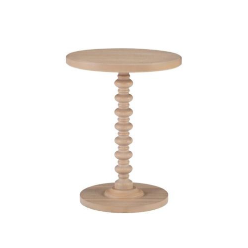 17" Teyla Traditional Round Wood Accent Spindle Table Natural - Powell: Sturdy Pedestal Base, MDF Surface