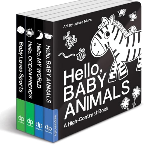 High Contrast Baby Book Set: 4 Board Books for Newborns