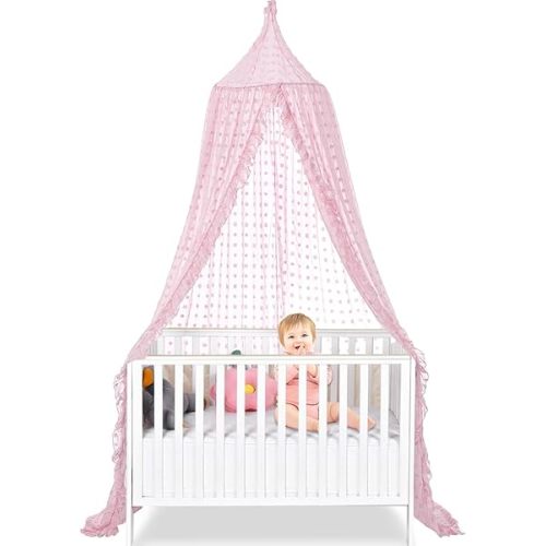 Bed Canopy for Girls - Princess Bed Canopy - Crib Canopy for Boys and Girls Bedroom Decor, Suitable for Use in Cribs Canopy Bed Curtains (Pink)