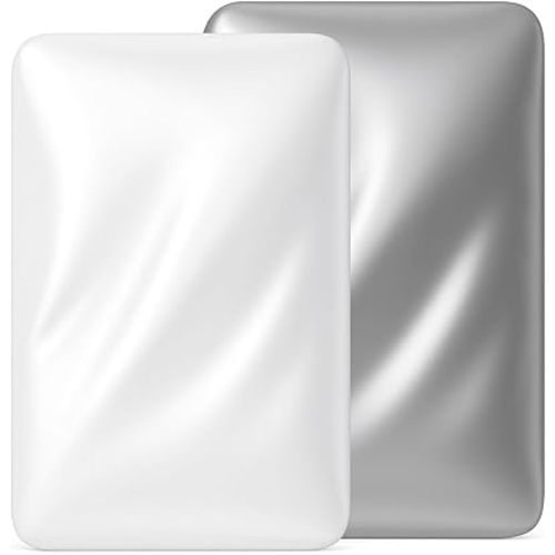 2 Pack 33"x20" Satin Bassinet Sheets Fitted, Silky Feeling Great for Baby Hair, Soft Rectangle Protector, Skin-Friendly Cradle Mattress Cover (White and Gray)