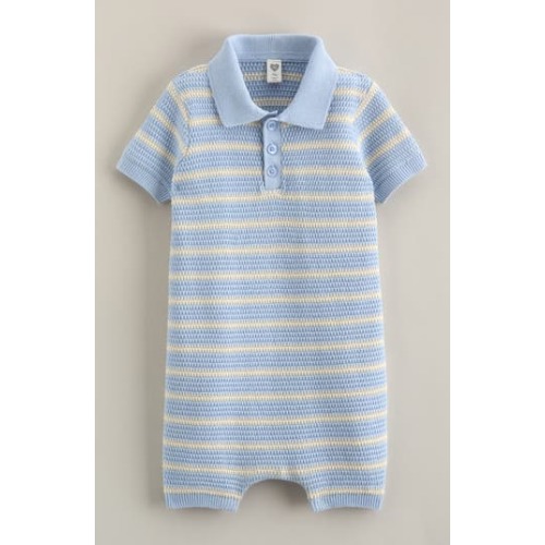 Cotton Polo Sweater Romper, 3M