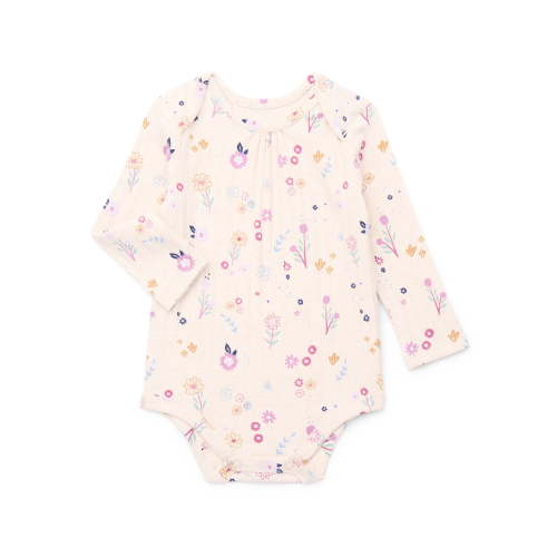 Garanimals Baby Girl Lap Shoulder Print Bodysuit with Long Sleeves, Sizes 0-24 Months