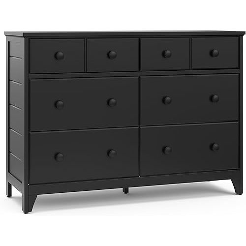 Storkcraft Moss 6 Drawer Dresser (Black) – GREENGUARD Gold Certified Nursery Dresser, Safety-Focused Interlocking Drawer System, Chest of Drawers for Bedroom, Wood Craftsmanship
