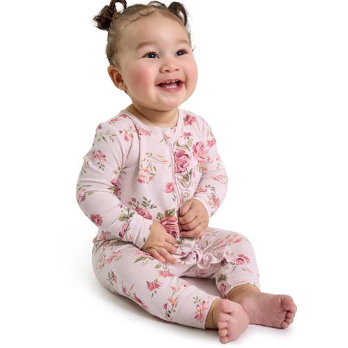 Modern Moments by Gerber Baby Neutral Super Soft Viscose Ruffled Coverall, Sizes Newborn - 12 Months