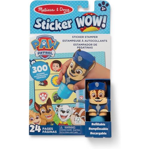 Melissa & Doug Sticker Wow!™ 24-Page Activity Pad and Sticker Stamper, 300 Stickers, Arts and Crafts Fidget Toy Collectible Character – PAW Patrol Chase - FSC Certified