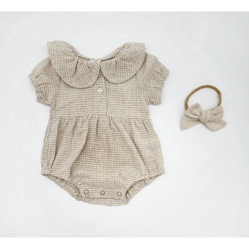 Adalia Gingham Romper Set – Olive and Cradle