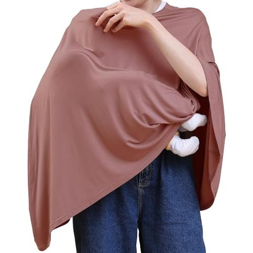 Seejoy Multi-use Nursing Cover for Breastfeeding, 360°Full Coverage Nursing Poncho, Rayon Soft & Breathable Breastfeeding Cover up (Smooth Rayon, Blush)