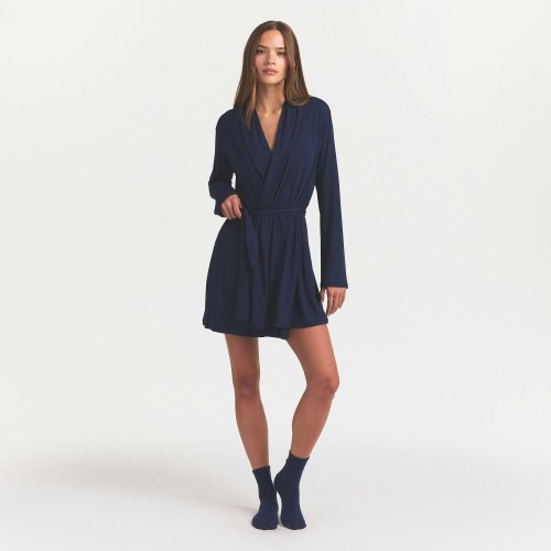 SKIMS SLEEP SHORT ROBE | NAVY | SKIMS