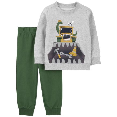 Toddler 2-Piece Construction Tee & Jogger Set - Style,Heather/Green