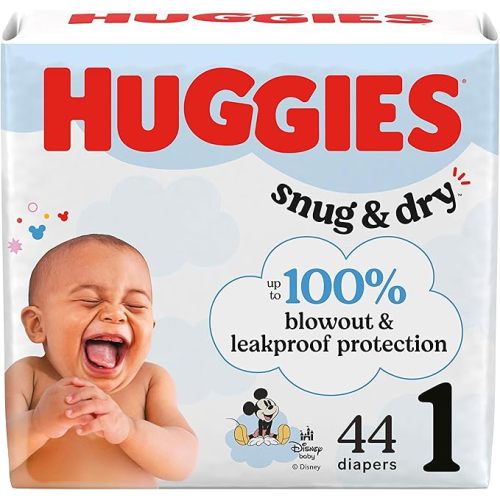 Huggies Size 1 Diapers, Snug & Dry Newborn Diapers, Size 1 (8-14 lbs), 44 Count, Packaging May Vary