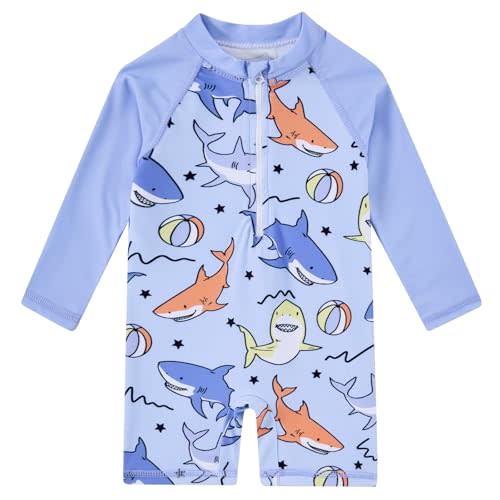 uideazone Baby Toddler Boys Zipper Rash Guard Swimsuit UPF 50+ One Piece Beach Swimwear Bathing Suits 3-36 Months