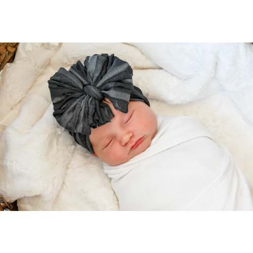 Ruffled Headband- Dark Grey