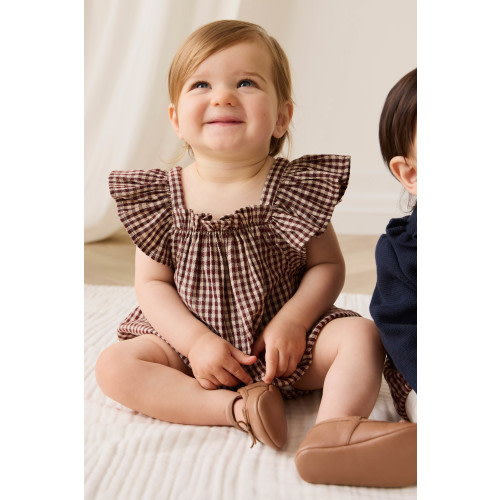 Organic Cotton Harriet Playsuit - Cinnamon Gingham
