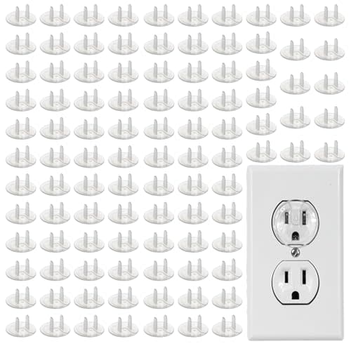 100 Pack Outlet Covers Baby Proofing Clear Outlet Covers Baby Safety Outlet Plug Covers Safe & Secure Electric Plug Protectors Sturdy Childproof Socket Covers for Home & Office