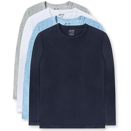 Brix Boys' Long Sleeve Tees - Tagless Crewneck Cotton Soft 4-pk Shirts. 2-20