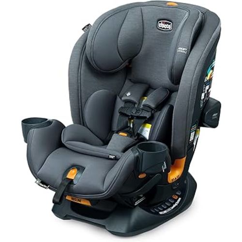 Chicco OneFit LX ClearTex All-in-One Car Seat with LeverLock Installation, Slim Design, Convertible Car Seat, Seat for Infants and Children 5-100 lbs | Smoke/Grey