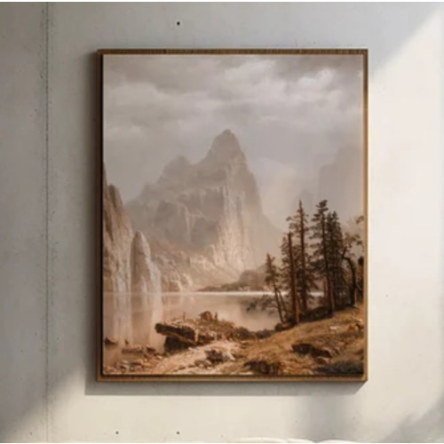 Antique Yosemite Painting Granite peaks El Capitan Tunnel View Half Dome Valley Glacier point John Muir National Park Granite Vintage Art