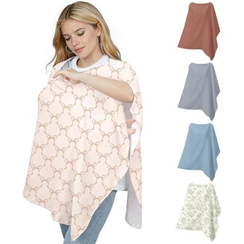 Muslin Nursing Cover Up for Breastfeeding, Soft & Breathable Cotton Breast Feeding Cover for Women, Full Privacy Breastfeeding Cover - Newborn Baby Essential, Light Khaki