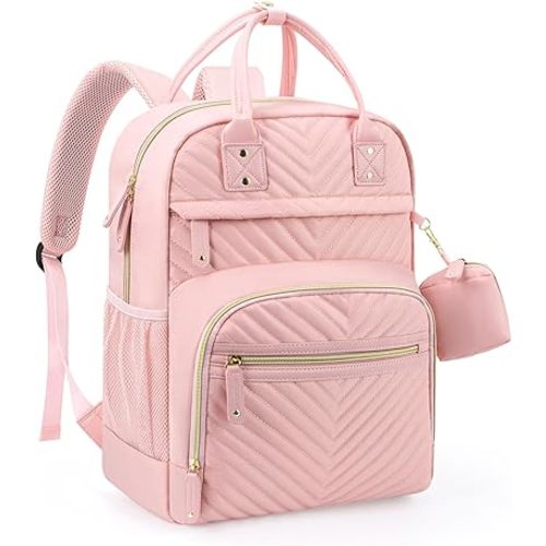 Tuwubi Diaper Bag Backpack, Baby Essentials Travel Tote Bag, Multi function Waterproof Backpacks, Travel Essentials with Stroller Straps & Pacifier Case - Light Pink