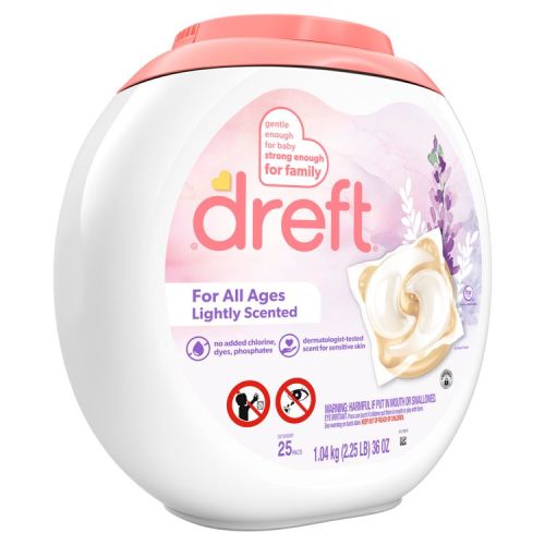 Dreft Lightly Scented HE Compatible Laundry Detergent Soap Pacs - 25ct