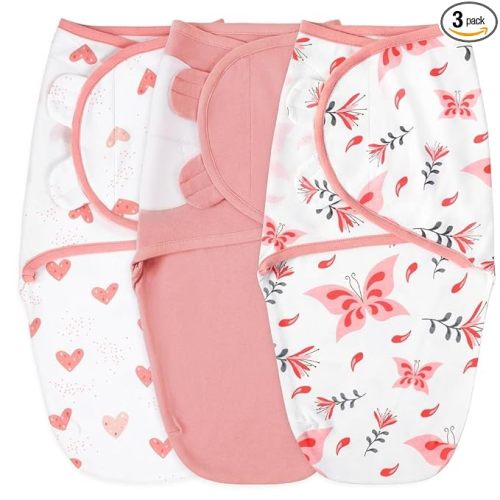 Yoofoss Baby Swaddles for Newborns 100% Cotton, Adjustable Swaddle 0-3 Months 3 Pack Newborn Swaddle Sack, Breathable Soft(Small)