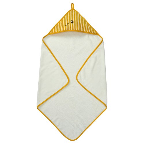 GRÖNFINK Baby towel with hood - yellow 80x80 cm