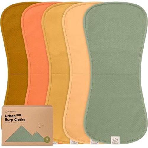 Organic Burp Cloths Baby Boy & Girl, 5-pack Cotton Burp Rags (Phase/Quin)