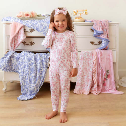 Floral White Long Sleeve Toddler Pajamas | Antoinette