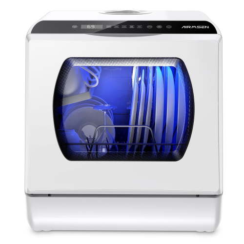 AIRMSEN Portable Countertop Dishwasher, Compact, 5 Washing Programs