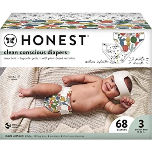The Honest Company Clean Conscious Disposable Diapers - Cactus Cuties + Donuts, Size 3, 62 Count