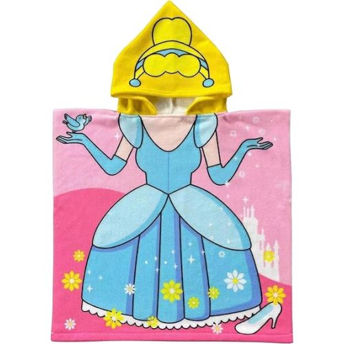 Princess Kids Hooded Towel for Toddler Girls Soft and Absorbent Poncho Hooded Kids Towel for Beach Bath and Swim, 47.2" L x 23.6" W