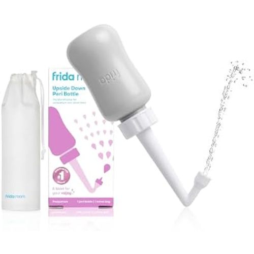 Frida Upside Down Peri Bottle Sprayer for Postpartum Care w/ Bag, Gray